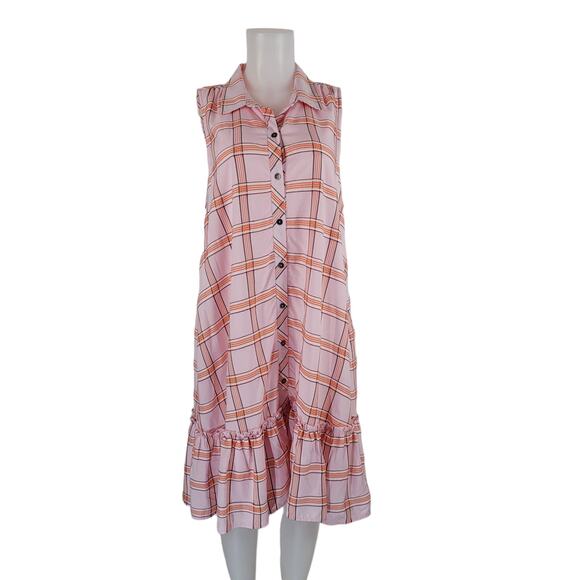 Maeve by Anthropologie Collared, Button Down, Bottom Ruffle Dress L - Picture 1 of 8
